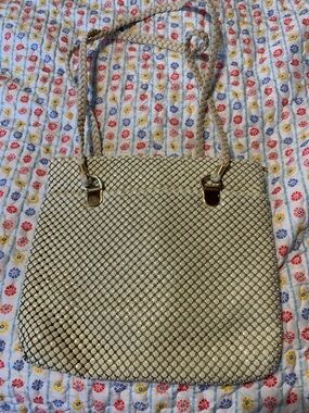 Gold Woven/metal Tote Bag with Braided Straps - Unbranded